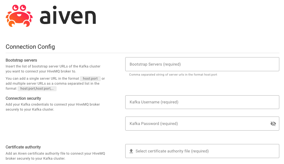 Aiven Connection Config