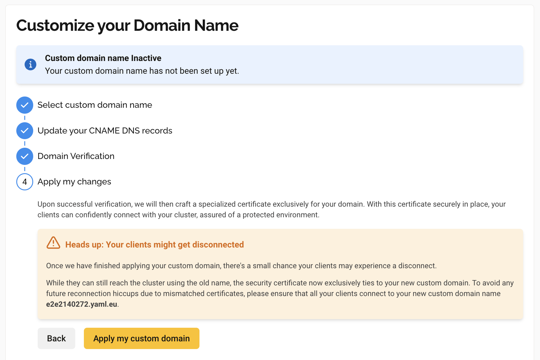 Customize your Domain Name - Apply my custom domain