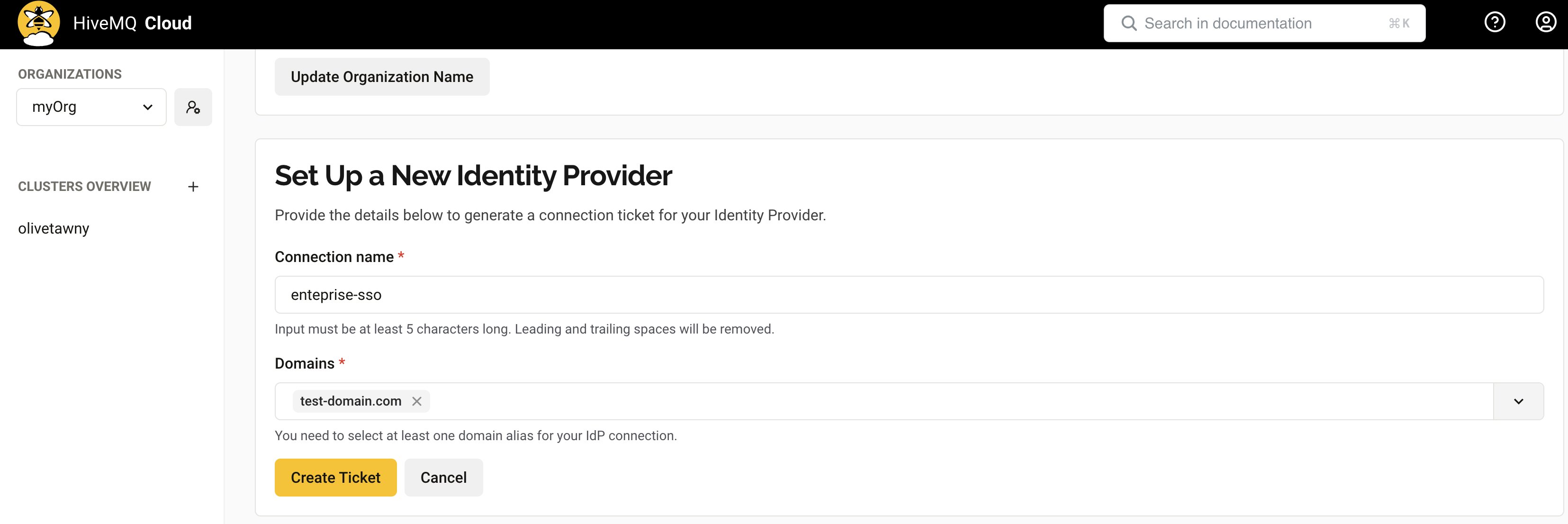 HiveMQ Cloud Enterprise - Set Up a New Identity Provider