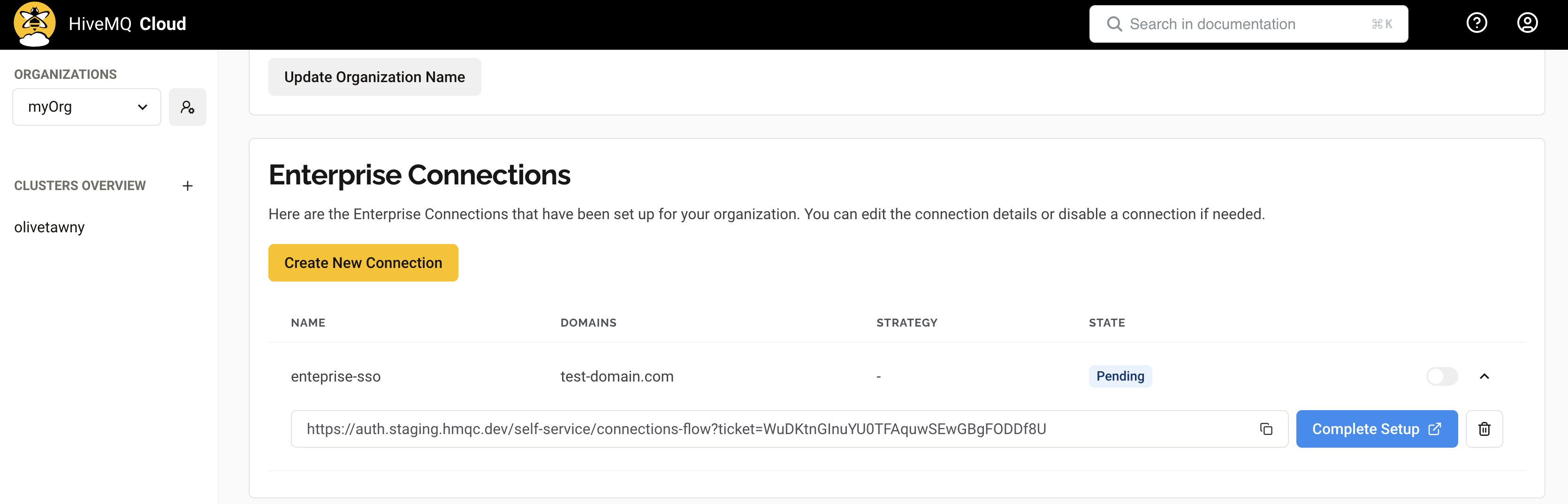 HiveMQ Cloud Enterprise - Self-Service SSO ticket URL
