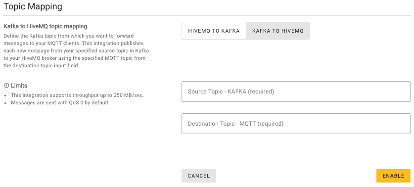 HiveMQ to Kafka Mapping