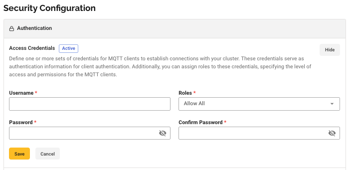 Default Permissions - HiveMq Cloud Starter plan and above