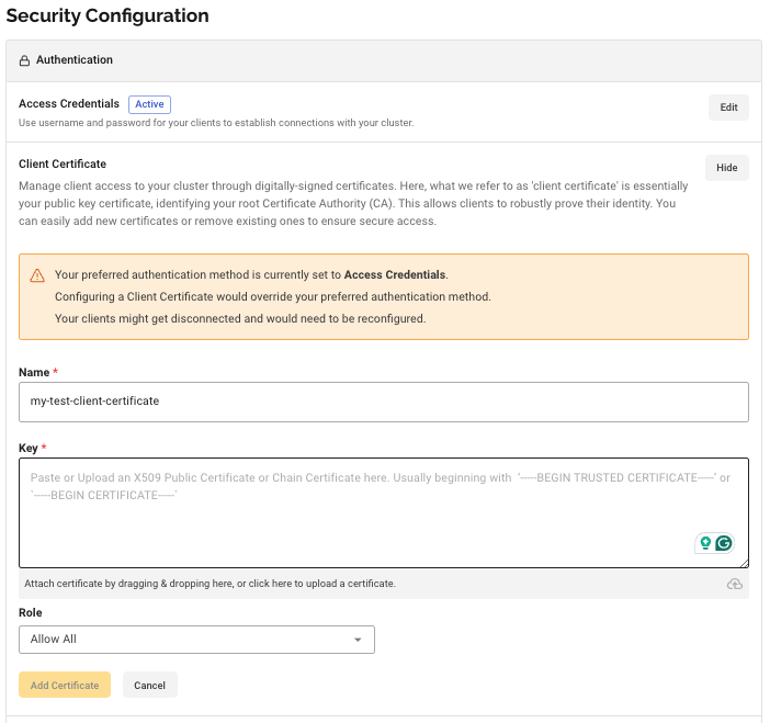 Client Certificate Authentication - HiveMQ Cloud Starter Plan