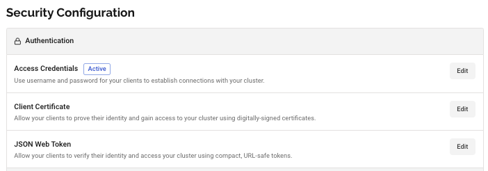 HiveMQ Cloud Starter plan Authentication Options