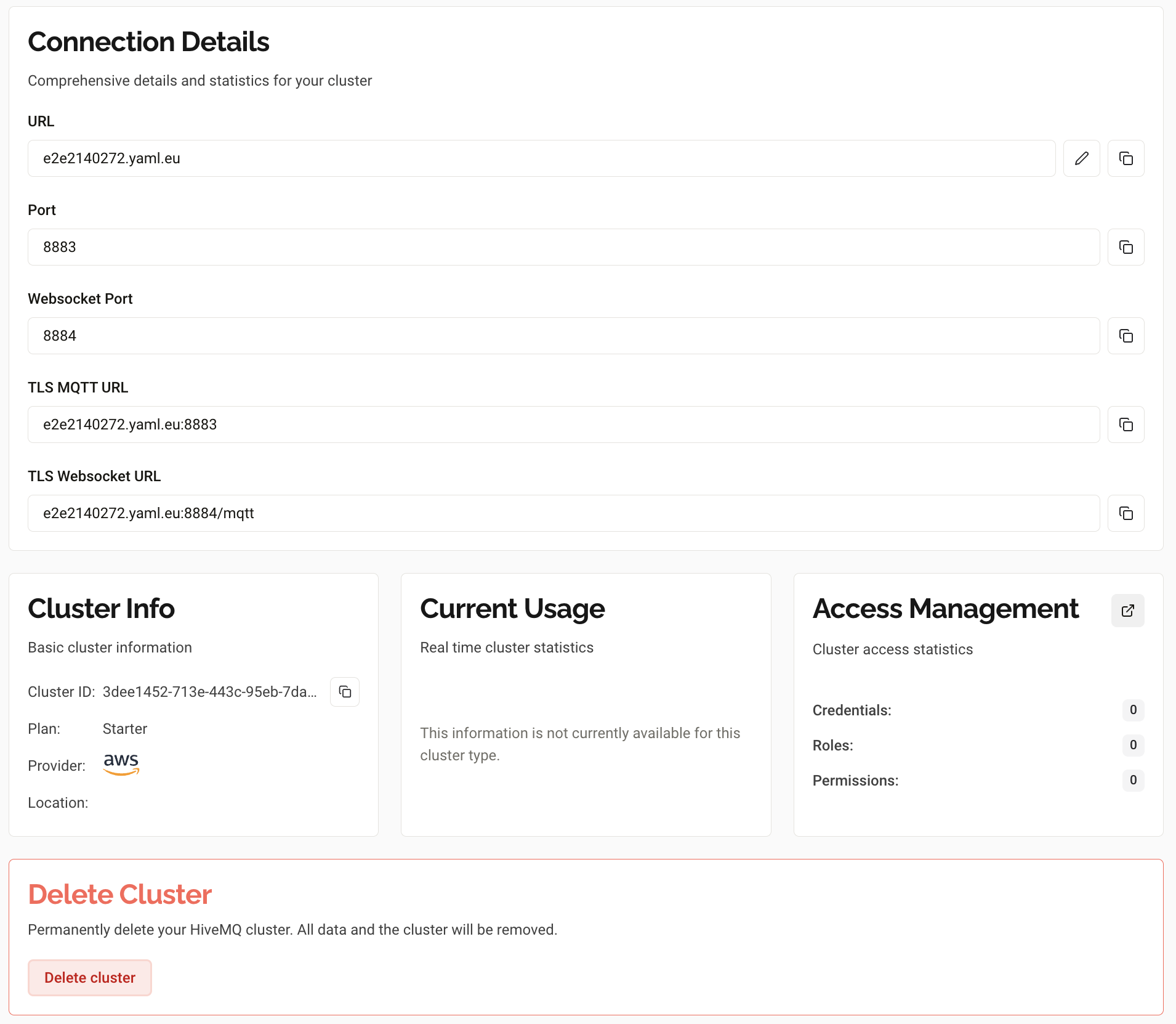 Cluster Details - URLs with Custom Domain