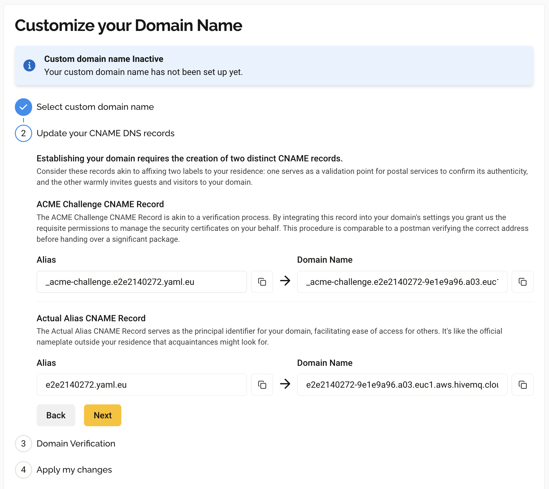 Customize your Domain Name - Update your CNAME DNS records