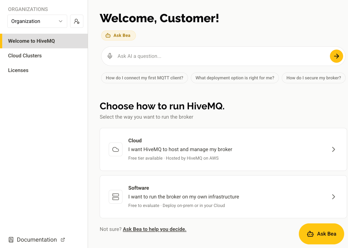Choose HiveMQ Deployment Type
