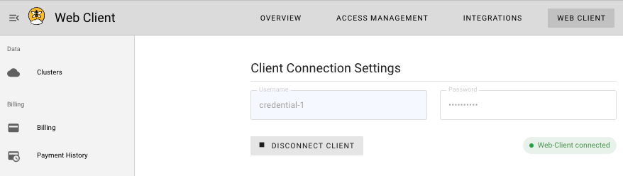 Connected Web Client on HiveMQ Cloud