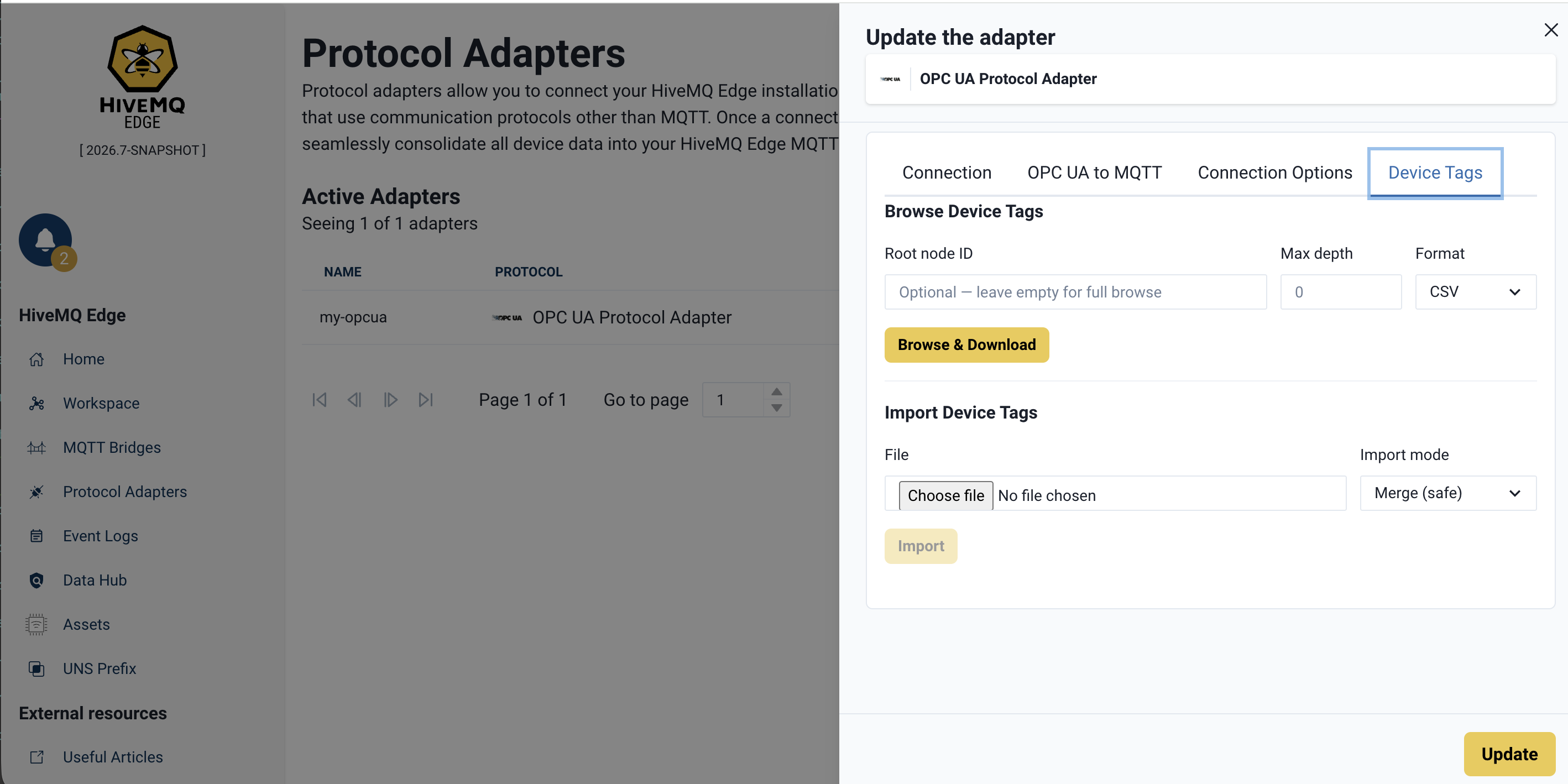 Open the bulk operations panel