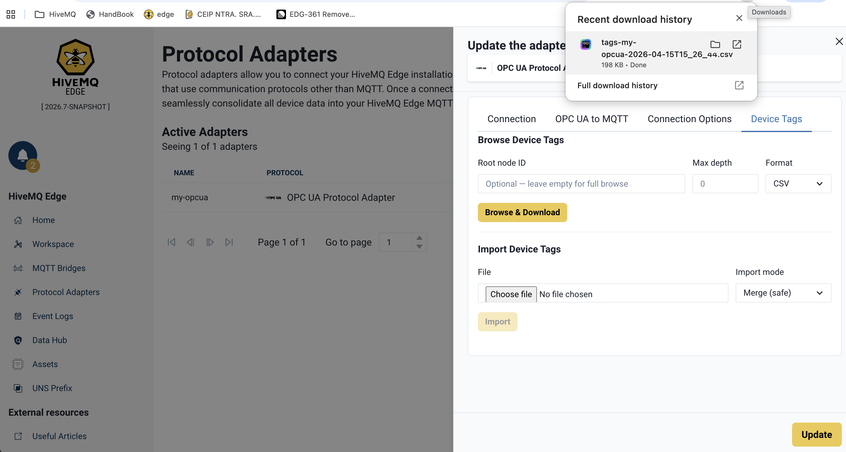Downloaded file in browser