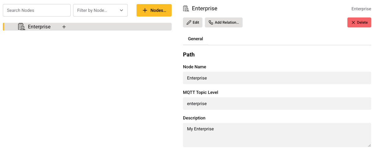 Enter Enterprise Node Information