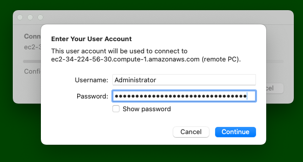 AWS Windows Enter User Account