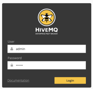HiveMQ Control Center login dialog