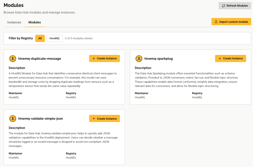 Data Hub Module Types