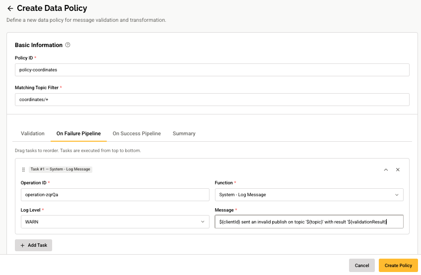 Data Policy Action On Failure