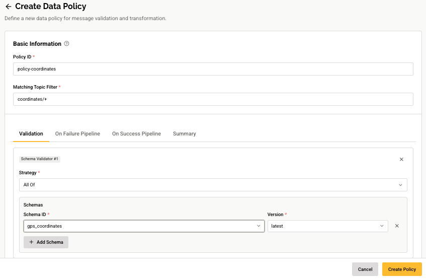 Data Policy Detail - Validation