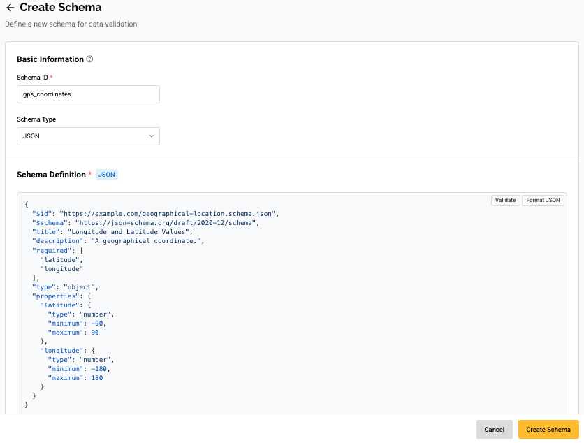 Data Schema creation