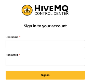 HiveMQ Control Center login dialog