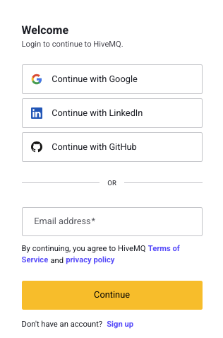 HiveMQ Signup