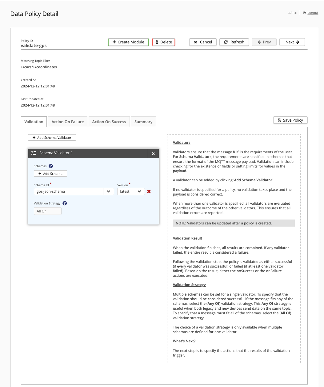 Data Policy Detail - Summary