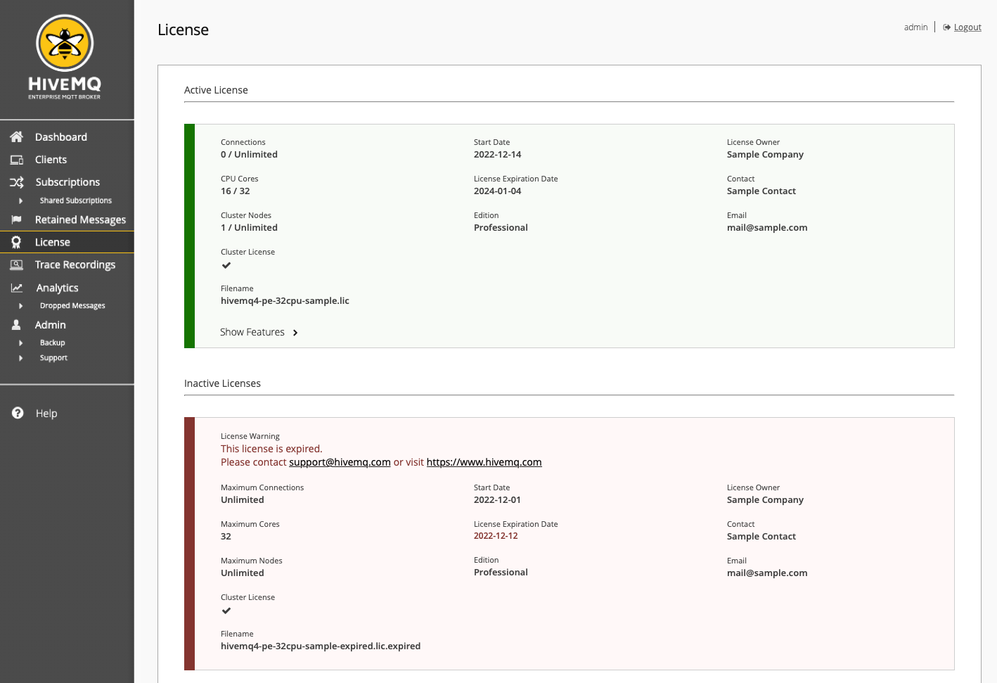 Control Center Licenses Overview